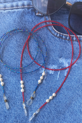 بند عینک زنانه منجوقی و مرواریدی