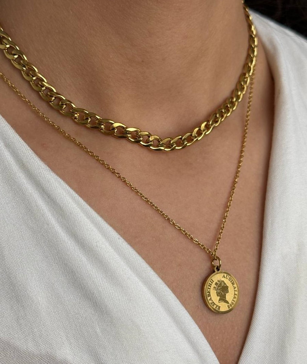 گردنبند 2 لاین استیل زنانه کارتیه و الیزابت