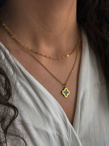 گردنبند زنانه استیل نکلیف و زنجیر پولکی مشابه طلا