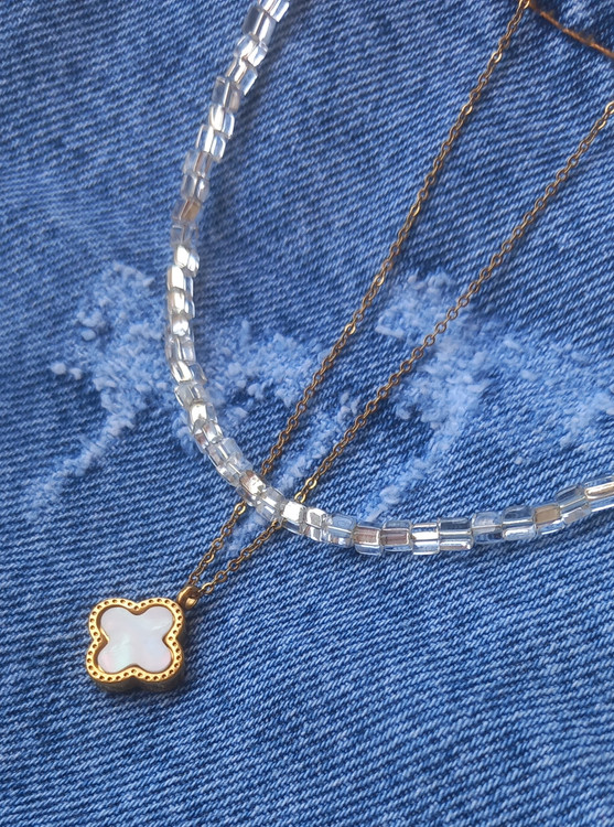 گردنبند زنانه کریستلی شفاف