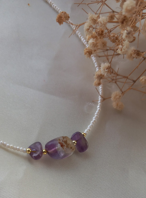 گردنبند سنگ طبیعی آمیتیست