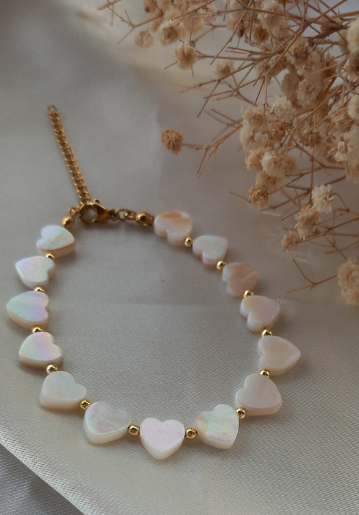 دستبند زنانه صدف طرح قلب