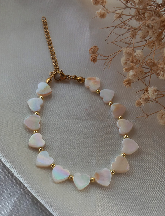 دستبند قلبی صدف طبیعی