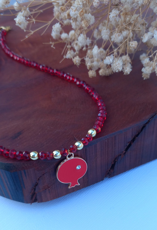 گردنبند کریستالی انار قرمز