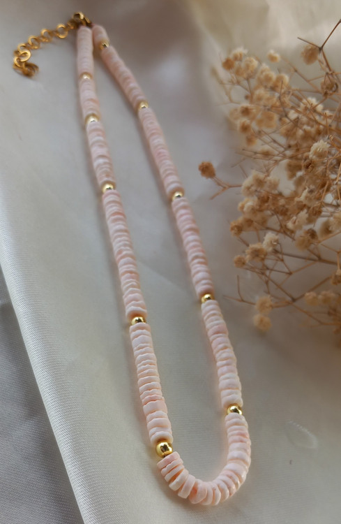 گردنبند زنانه صدف صورتی