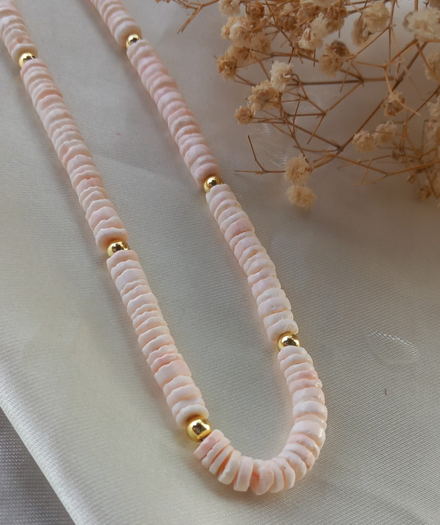 گردنبند زنانه صدف واشری صورتی