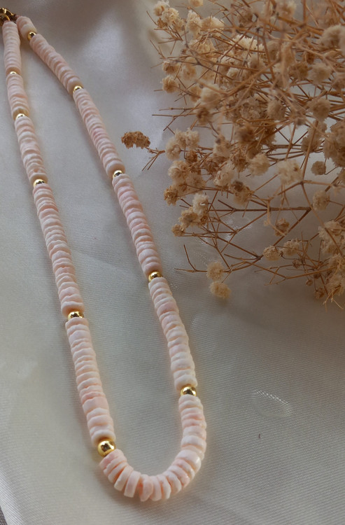 گردنبند صدفی صورتی