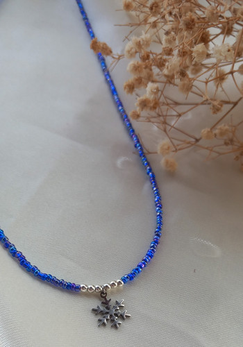 گردنبند برف با منجوق آبی