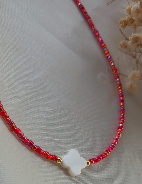 گردنبند زنانه صورتی ونکلیف