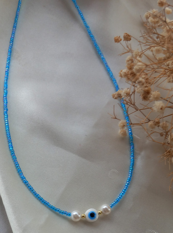 گردنبند زنانه چشم نظر و مروارید