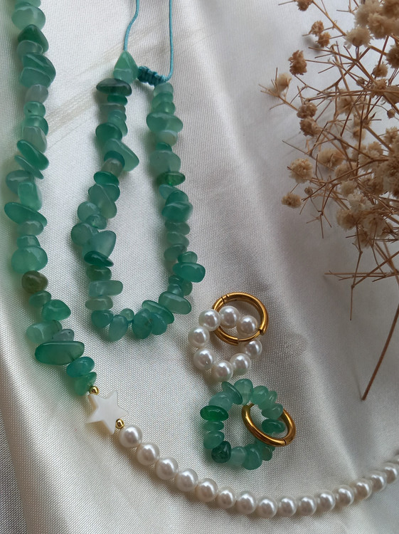 نیم ست زنانه مرواریدی و اونتورین