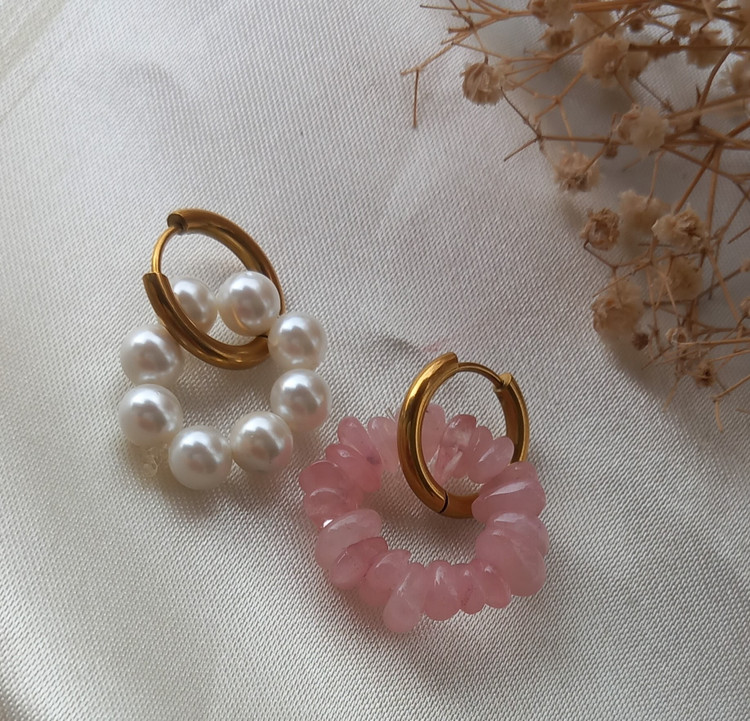 گوشواره زنانه ضد حساسیت سنگ طبیعی و مروارید