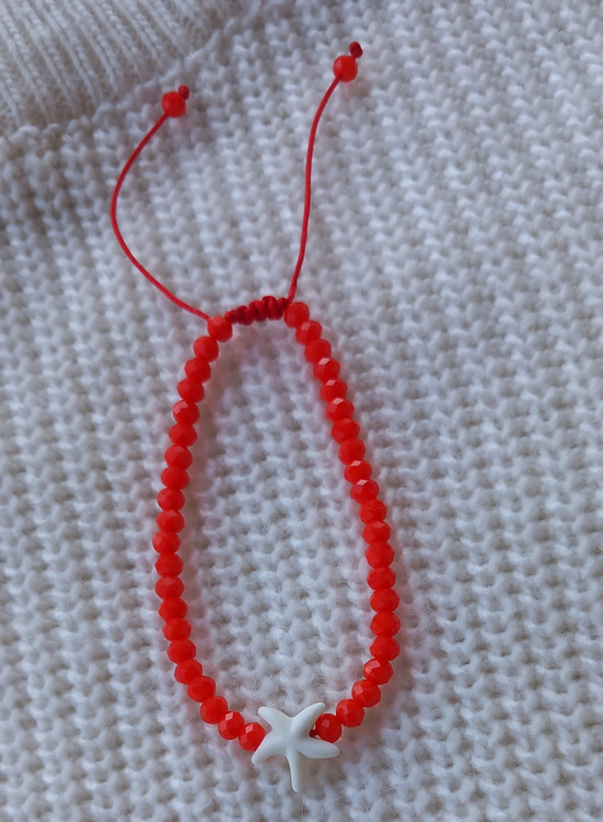 دستبند ستاره دریایی طبیعی قرمز