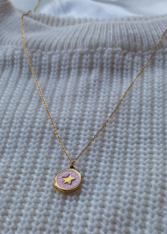 گردنبند زنانه میناکاری صورتی ستاره