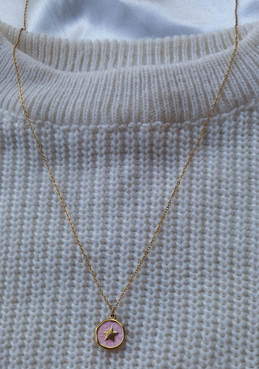 گردنبند زنانه استیل مدل ستاره میناکاری