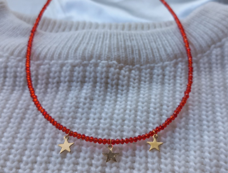 گردنبند زنانه قرمز با پلاک ستاره