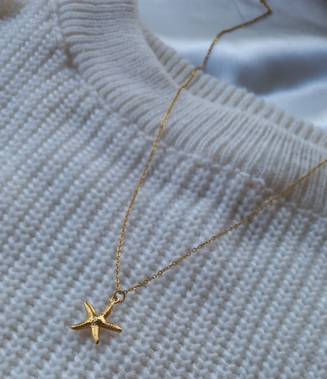 گردنبند زنانه استیل طلایی ستاره دریایی