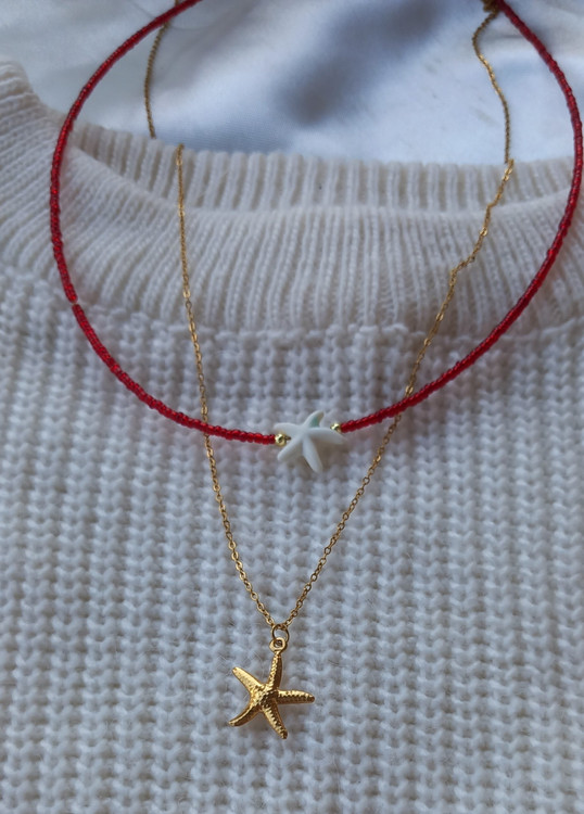 گردنبند طنانه استیل طلایی با پلاک ستاره