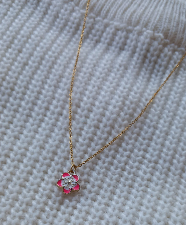 گردنبند زنانه شکوفه صورتی