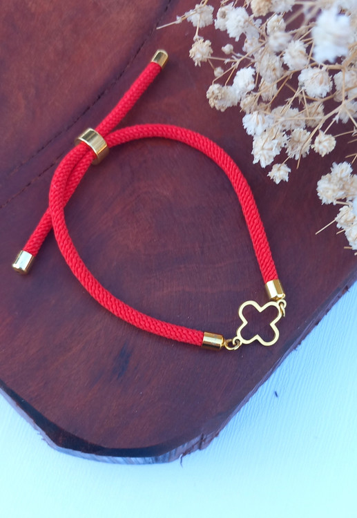 دستبند ونکلیف استیل با بند مارشال قرمز