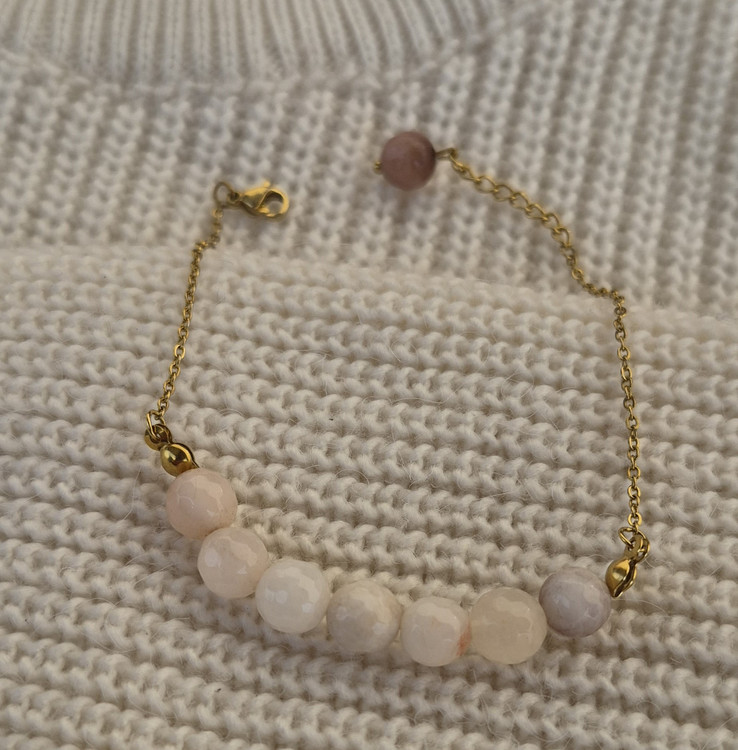 دستبند زنانه عقیق طبیعی با زنجیر استیل