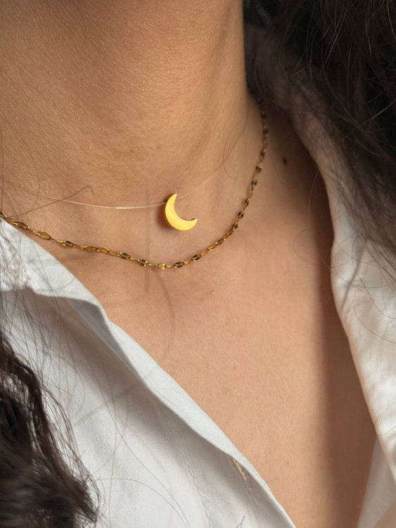 گردنبند زنانه استیل طلایی ماه