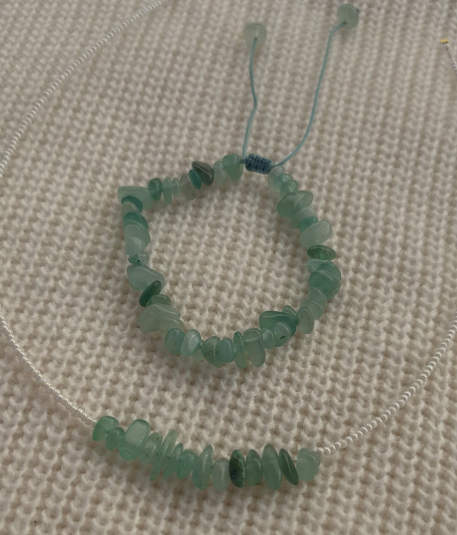 ست دستبند و گردنبند سنگ اونتورین