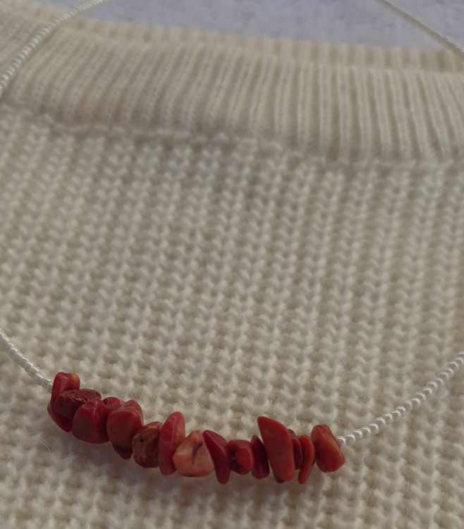 گردنبند سنگ طبیعی مرجان سرخ