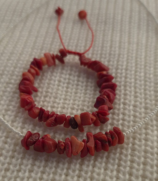 دستبند و گردنبند مرجان طبیعی