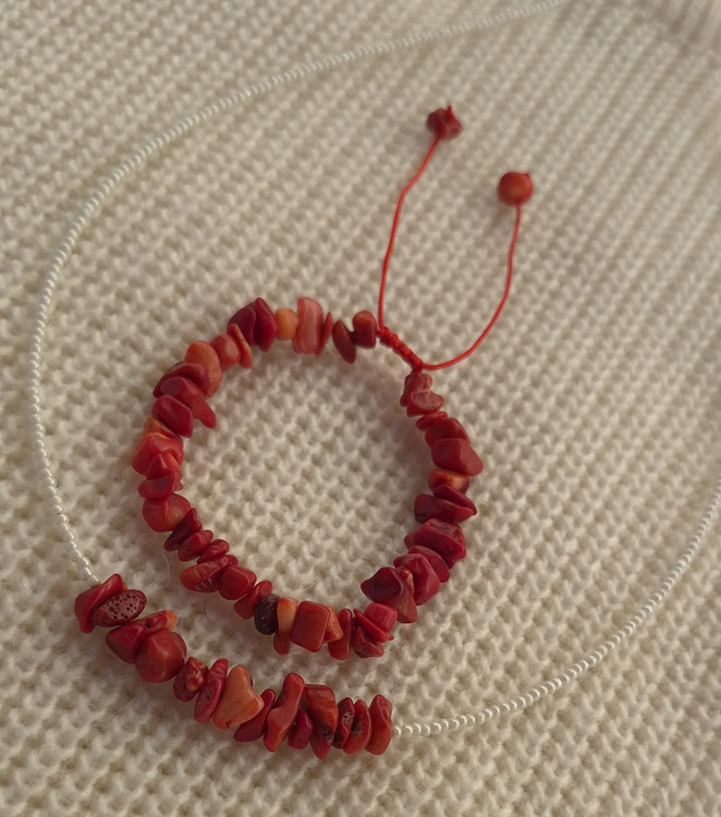 ست سنگ طبیعی مرجان سرخ