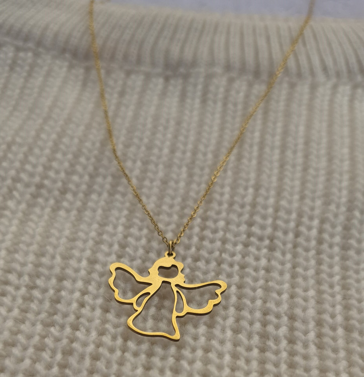 گردنبند استیل طلایی مدل فرشته