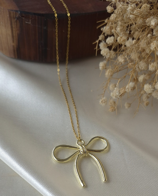 گردنبند زنانه استیل پاپیون طلایی