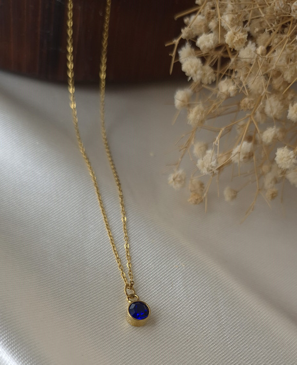 گردنبند زنانه استیل با نگین رنگی