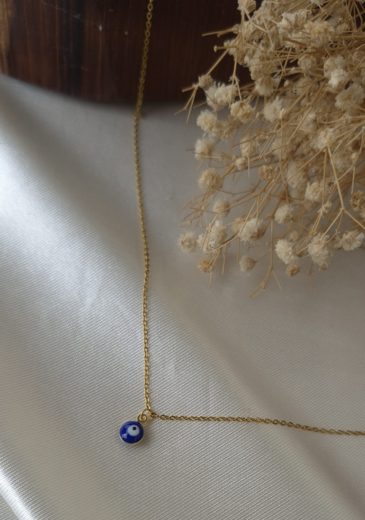 گردنبند زنانه استیل طلایی با پلاک چشم نظر