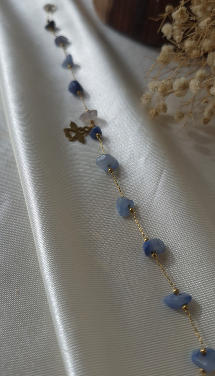 دستبند استیل با سنگ آبی