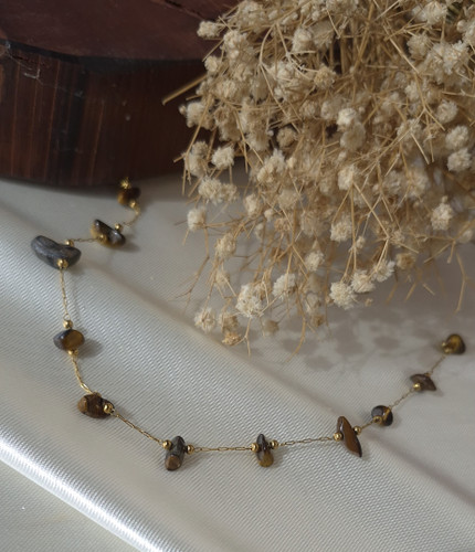 دستبند استیل و سنگ چشم ببر