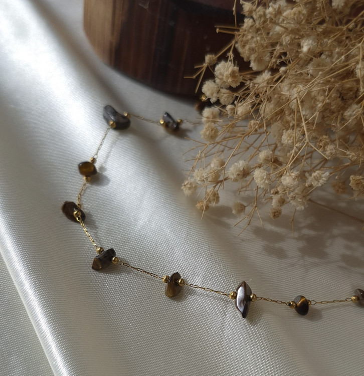 دستبند استیل و سنگ طبیعی چشم ببر