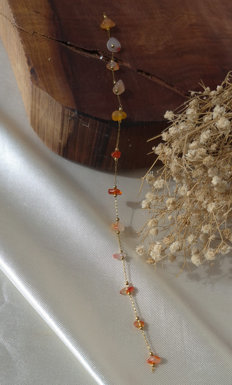 دستبند زنانه عقیق طبیعی نارنجی قرمز