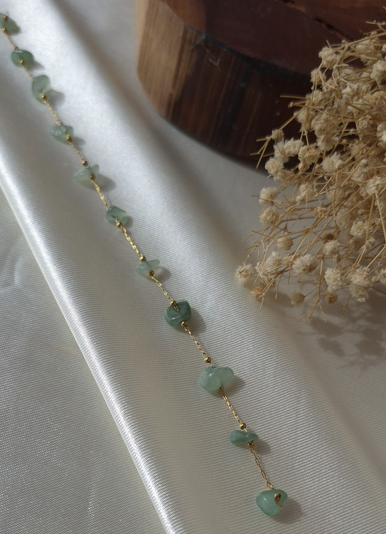 دستبند استیل با سنگ طبیعی اونتورین سبز