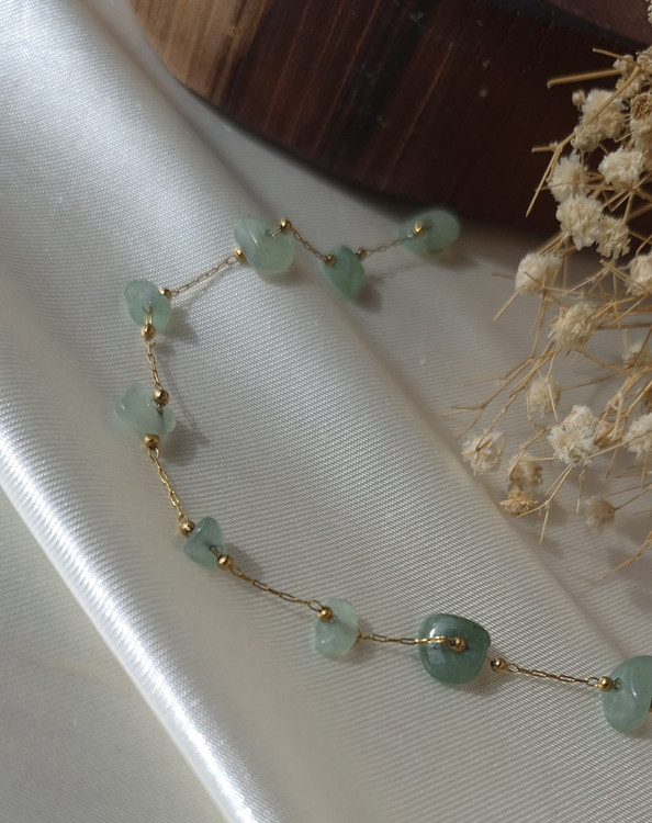 دستبند سنگ دفرمه طبیعی اونتورین سبز