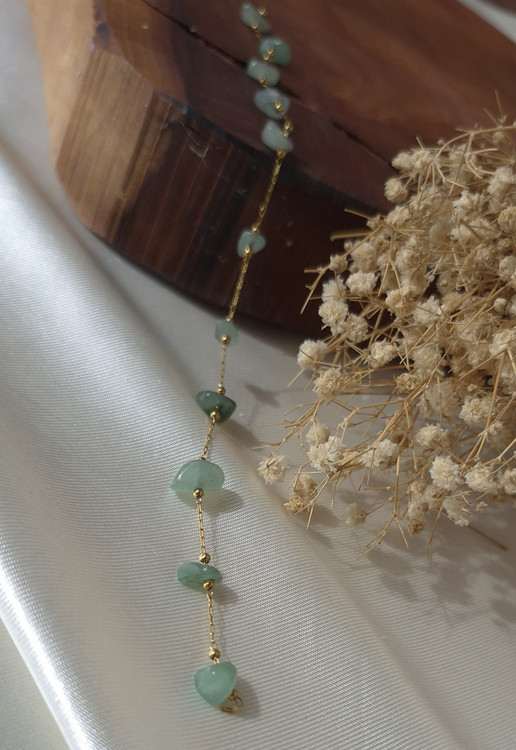 دستبند با سنگ دفرمه اونتورین طبیعی