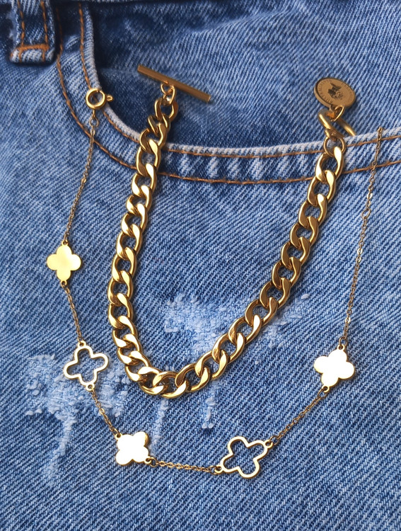 دستیند زنانه کارتیه استیل مشابه طلا با سکه الیزابت