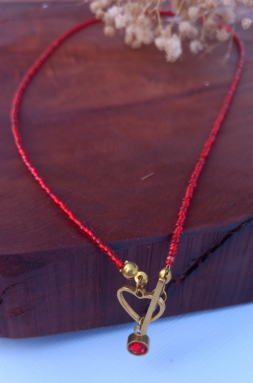 گردنبند زنانه منجوقی قرمز