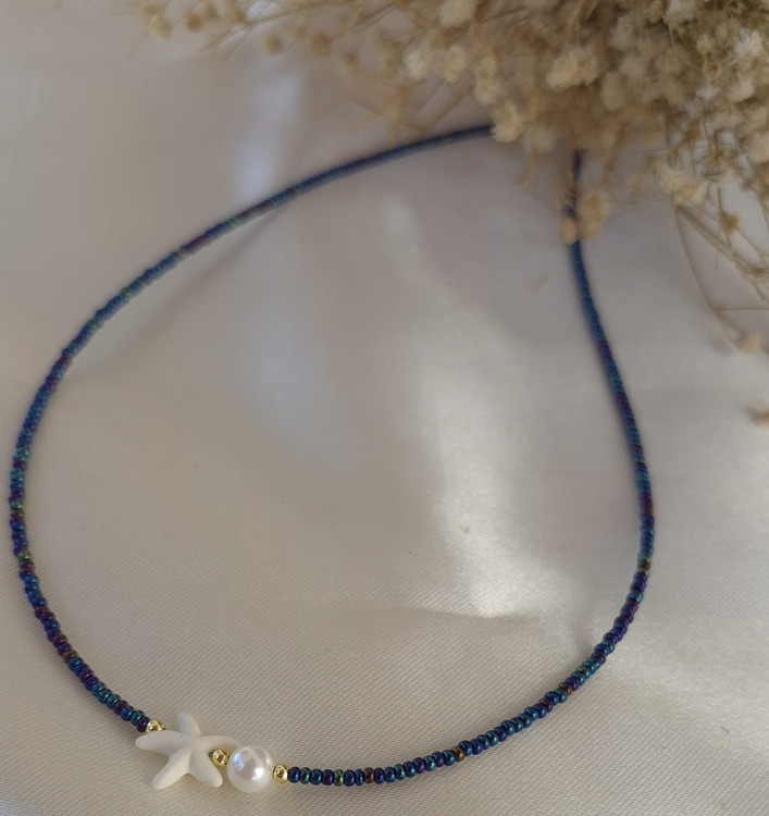 گردنبند زنانه ستاره دریایی آبی