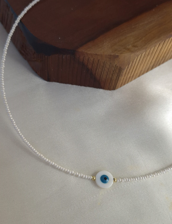 گردنبند منجوقی سفید چشم نظر