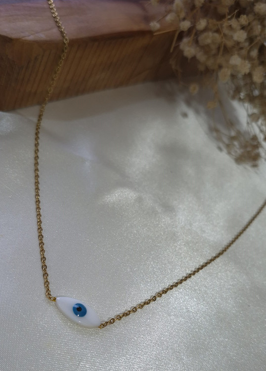 گردنبند چشم نظر صدفی مشابه طلا