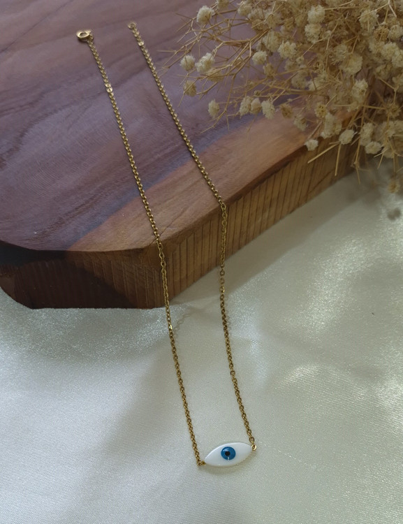 گردنبند زنانه استیل با پلاک چشم نظر