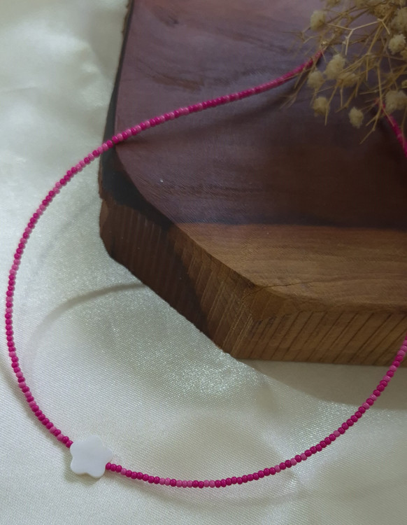 گردنبند تابستونی صورتی با صدف