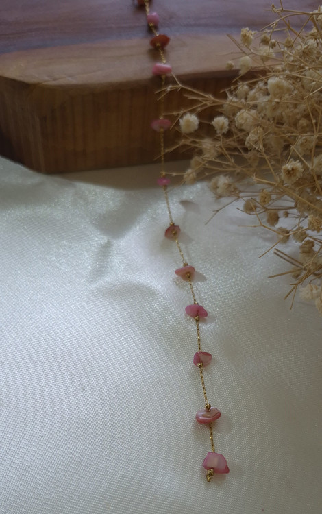 دستبند زنانه سنگ دفرمه زنانه رنگ صورتی