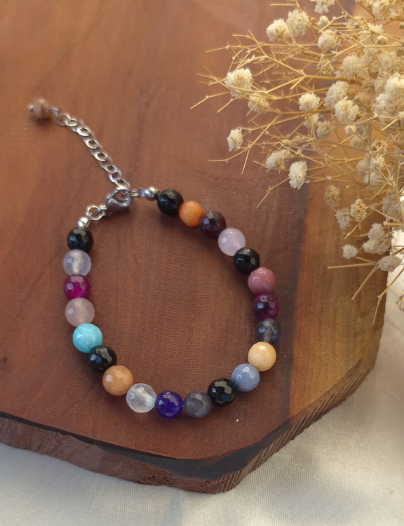 دستبند زنانه با سنگ طبیعی عقیق